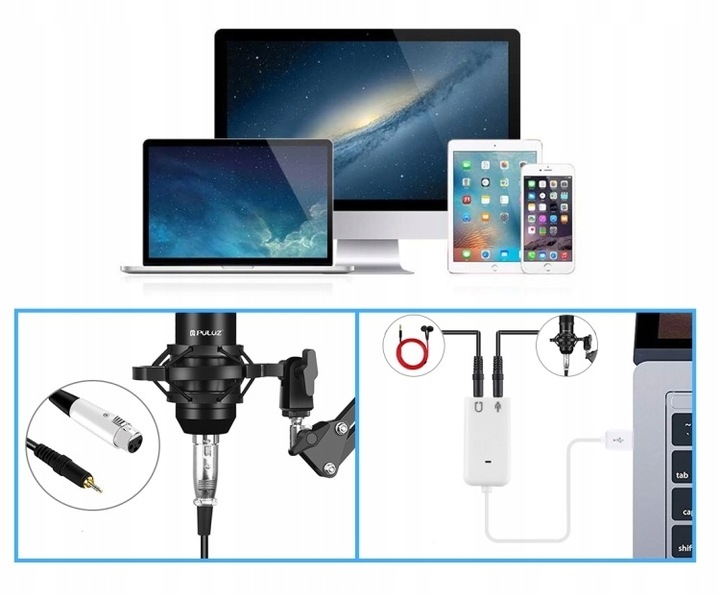 MIKROFON STUDYJNY USB PULUZ POJEMNOŚCIOWY GAMING