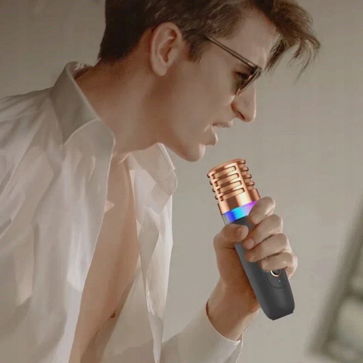 MINI GŁOŚNIK BLUETOOTH 2 MIKROFONY DLA DZIECI ZESTAW DO KARAOKE RGB LED