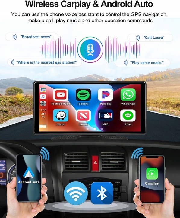 CAMECHO Android 13 Carplay 8 rdzeni 2G+32G ekran WiFi FM AUX kamera cofania