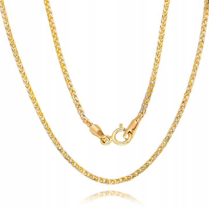 Złoty Łańcuszek 585 Klasyczny Wzór Szeroki Grawer