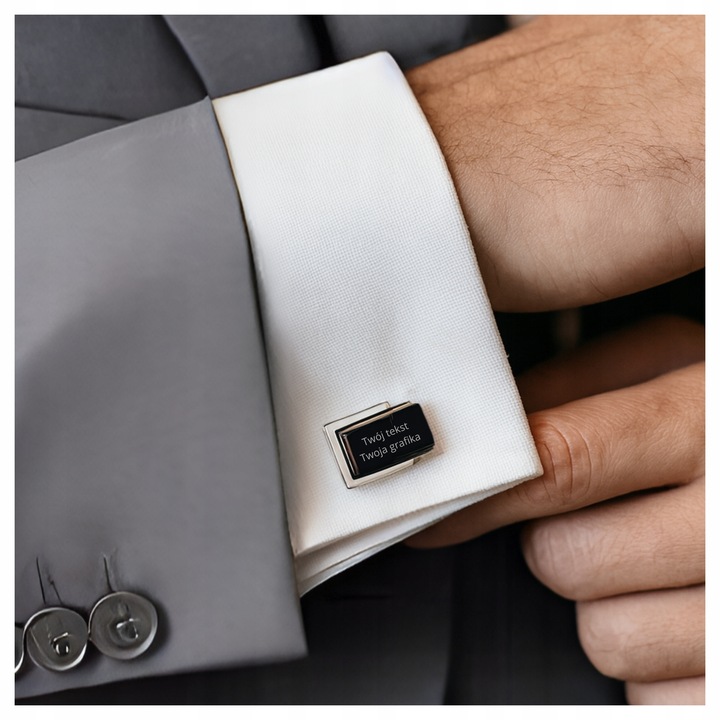 Grawerowane spinki do mankietów koszuli z własną grafiką tekstem na prezent