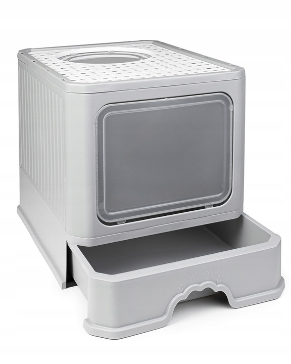 KUWETA DLA KOTA Z SZUFLADĄ ZAMKNIĘTA DUŻA KRYTA NA ŻWIREK TOALETA ŁOPATKA