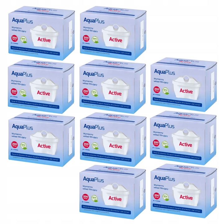 AquaPlus wkład filtrujący wodę komplet, zestaw 10 szt. uniwersalny do Dafi