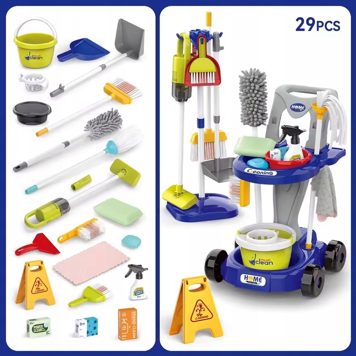 WÓZEK ODKURZACZ DUŻY ZESTAW DO SPRZĄTANIA MOP MATADI 29 AKC. DLA DZIECI
