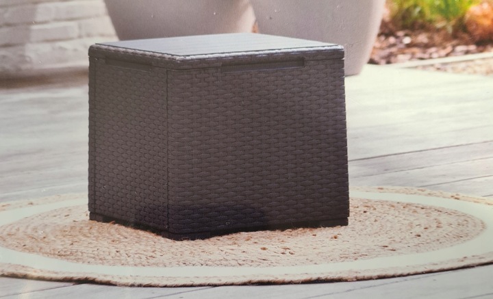 SKRZYNIA STOLIK POJEMNIK DO PRZECHOWYWANIA 2w1 RATTAN KWADRAT 37x37x37 cm