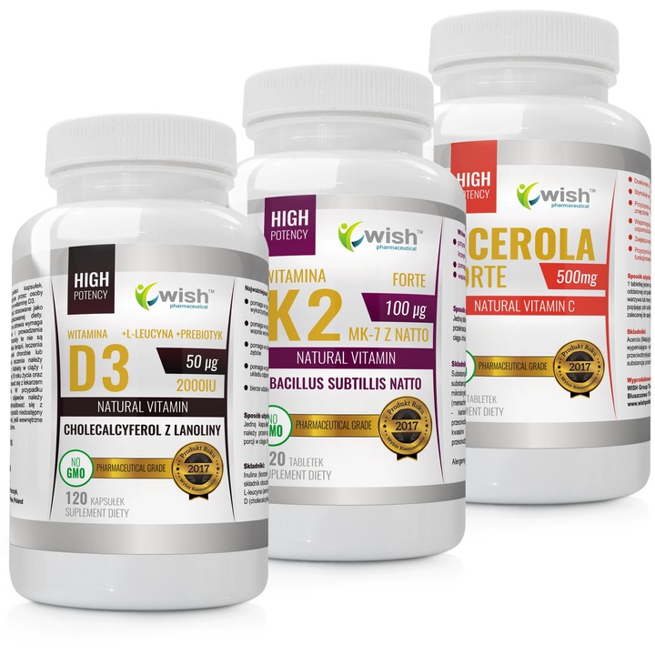 WITAMINA K2 MK-7 z natto +D3 2000IU+ ACEROLA Wit C