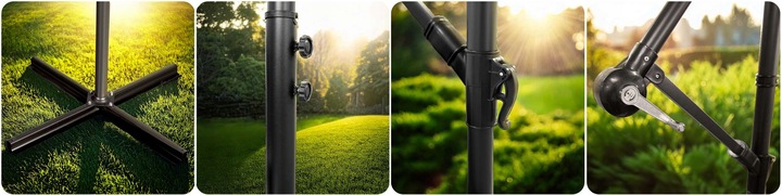 Parasol Ogrodowy Duży Składany z wysięgnikiem pokrowiec 6 segmentów Ø 350cm