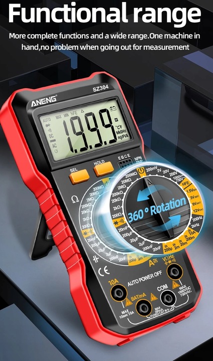 Miernik Multimetr Cyfrowy ANENG SZ304 funkcja HOLD