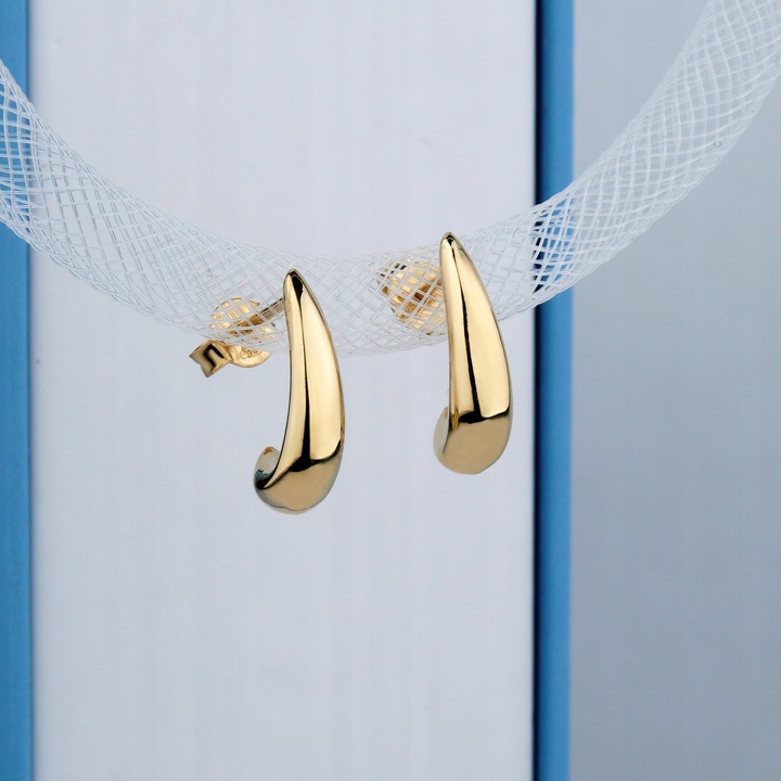 Złote kolczyki łezki krople sztyft 585 eleganckie klasyczne prezent