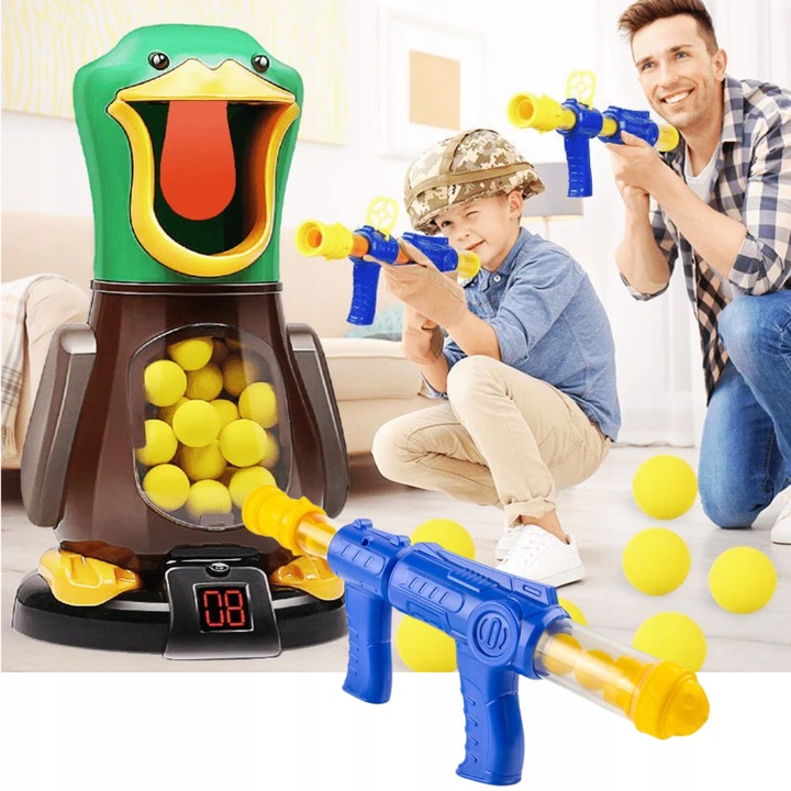 GRA GŁODNA KACZKA XXL STRZELANIE DO CELU DLA DZIECI 2 PISTELETY 24 KULKI