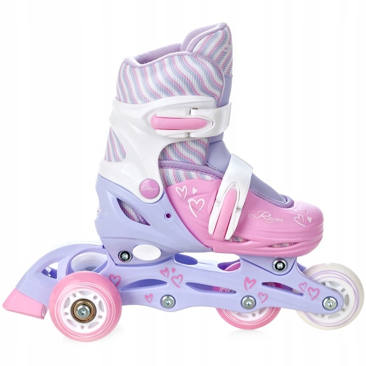 Rolki Wrotki Regulowane 3w1 RAVEN Loret Lila/Pink 34-37 Kółka LED