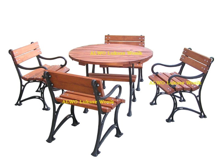 STÓŁ ogrodowy STOLIK OKRĄGŁY 100 cm NOGI ŻELIWNE stół kawowy