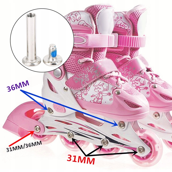 10 SZTUK ŚRUBY DO ŁYŻWOROLKI ROLKI ŚRUBY DO KÓŁEK DO JAZDY NA ŁYŻWACH