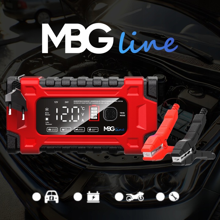 Mocny Inteligentny Prostownik Samochodowy Ładowarka Akumulatora 24V 12V 10A