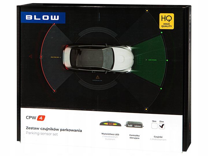 4X CZUJNIKI COFANIA PARKOWANIA WYŚWIETLACZ ZESTAW PRZÓD TYŁ CZARNE