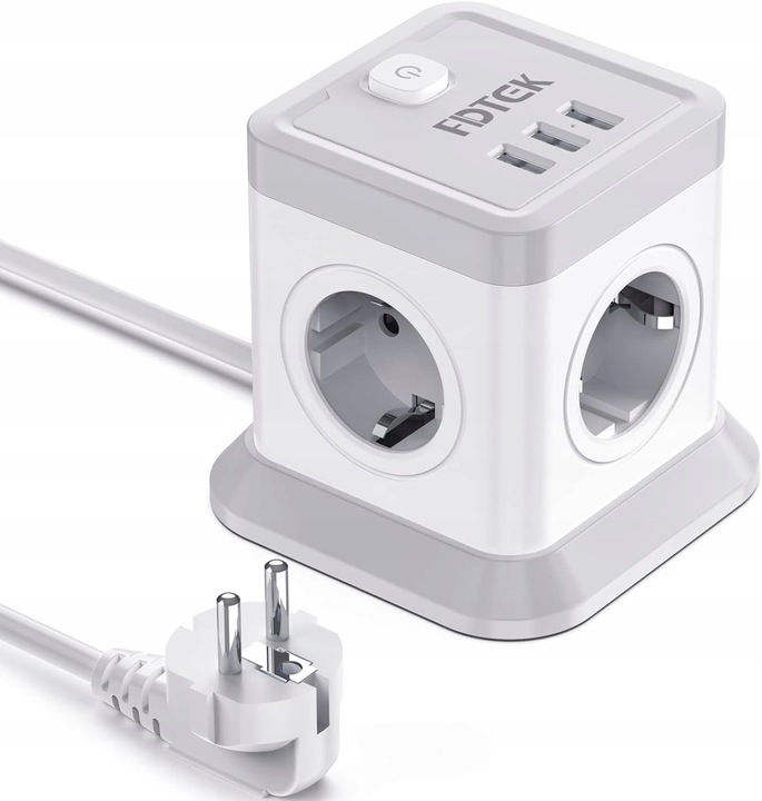 LISTWA ANTYPRZEPIĘCIOWA KOSTKA OCHRONNA 7w1 !! 4 GNIAZDKA + 3 USB JAKOŚĆ !!