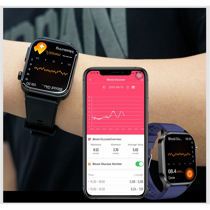 SMARTWATCH ZEGAREK DAMSKI EKG GLUKOZA CIŚNIENIE TEMPERATURA ROZMOWY MENU PL