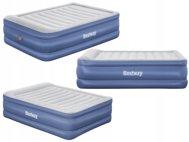 Duży Materac Dmuchany Welurowy Łóżko do Spania z Pompką Bestway MODEL 2025