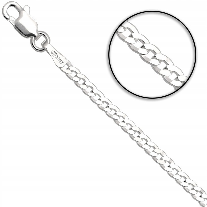 SREBRNY ZESTAW KOMUNIJNY ŁAŃCUSZEK 45CM I MEDALIK