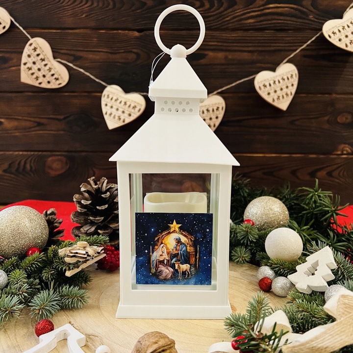 Lampion na Roraty świeca LED na baterie, biała Latarenka adwentowa ŚLICZNY