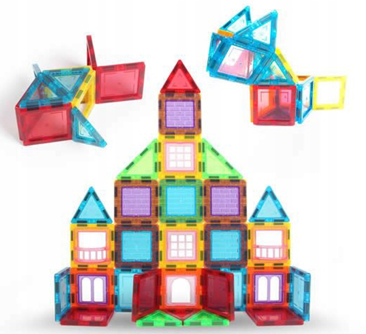 KLOCKI MAGNETYCZNE 3D konstrukcyjne DUŻE EL. Zestaw 45 el. Magnetic Tiles
