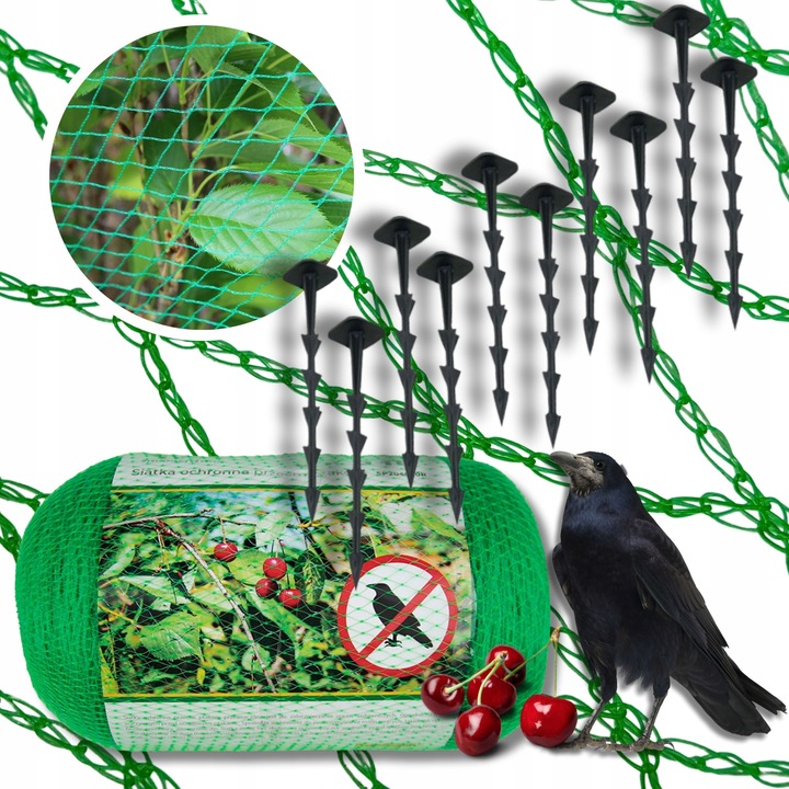 SIATKA NA OCZKO WODNE OCHRONNA NA truskawki PTAKI WZMACNIANA 4x5m +KOTWY