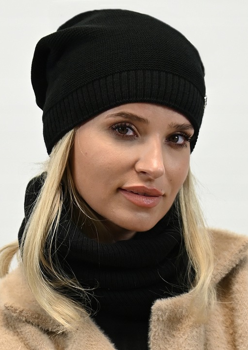 Komplet Czapka z Tubą Znakomita Jakość Czarny B1