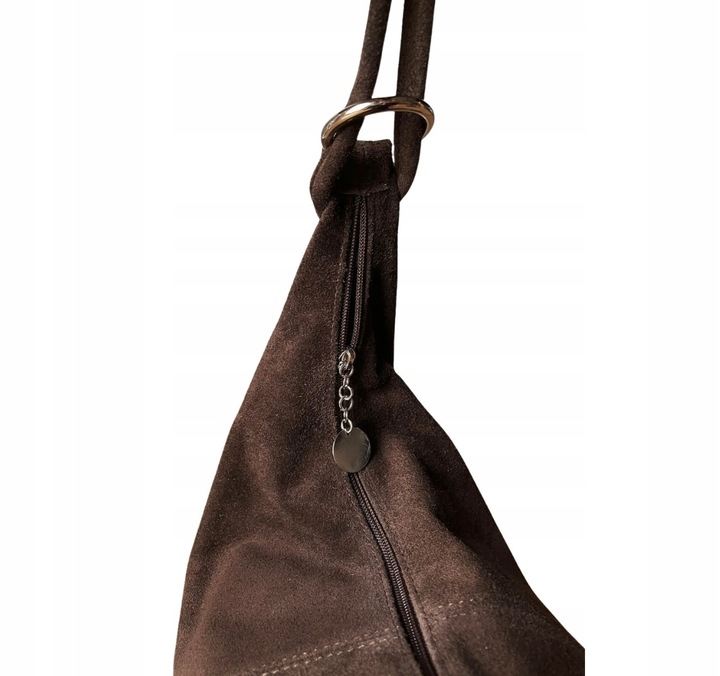 CZEKOLADOWA ZAMSZOWA TOREBKA WOREK BRĄZOWA TOREBKA ZAMSZ Vera Pelle