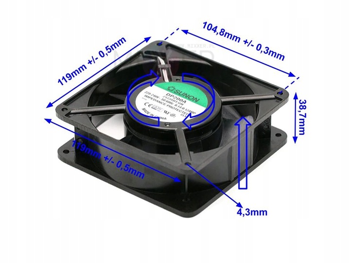 Wentylator osiowy SUNON DP200A 230V 161m3/h 22W