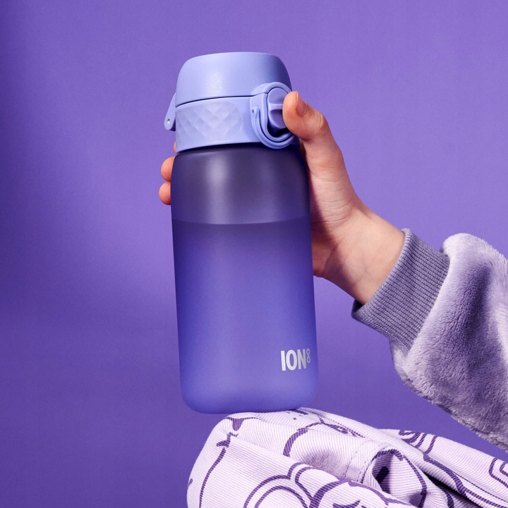 BIDON Z BLOKADĄ OTWARCIA TWARDY USTNIK BEZ SŁOMKI FIOLET MAŁY ION8 0,4 L