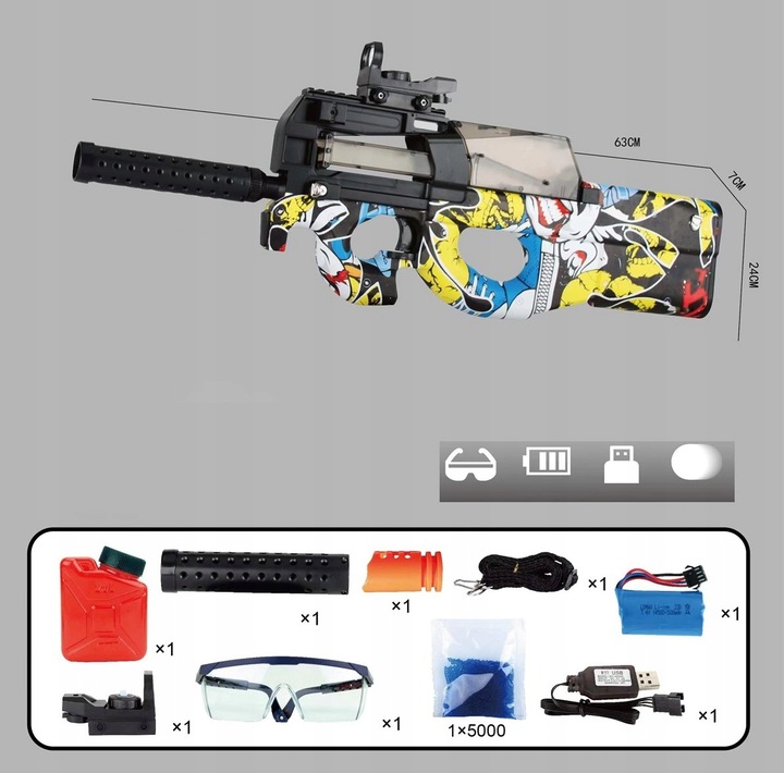 KARABIN PISTOLET AUTOMAT NA KULKI ŻELOWE ZESTAW