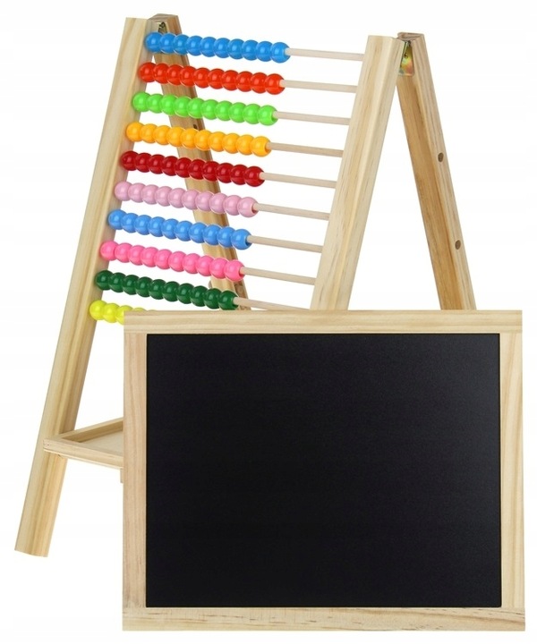 Tablica Drewniana Dwustronna Magnetyczna Kredowa Liczydło + Akcesoria