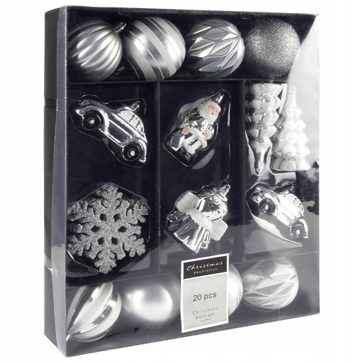 20x Bombki CHOINKOWE świąteczne nietłukące SREBRNE zestaw bombek na choinkę