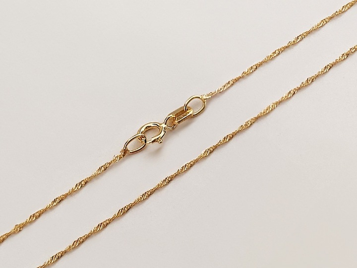 Złoty łańcuszek 585 singapur klasyczny błyszczący wzór na prezent 50cm 14kt