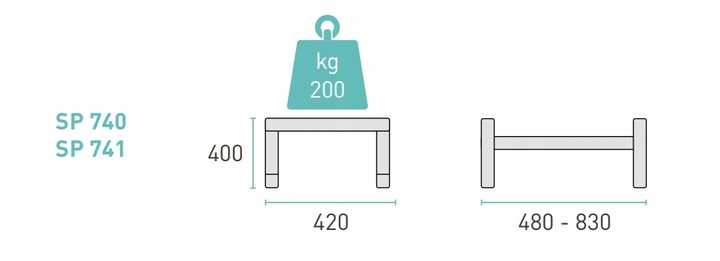 PODSTAWA 480-830 mm 200 kg UCHWYT STOJAK MOCOWANIE KLIMATYZATOR POMPA SP740
