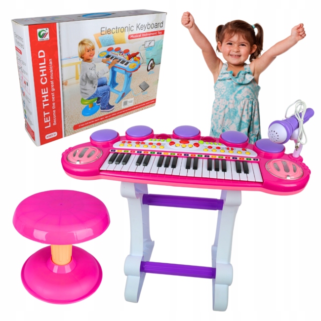 ORGANY ORGANKI KRZESEŁKO PIANINKO MP3 Z MIKROFONEM KEYBOARD USB DLA DZIECI