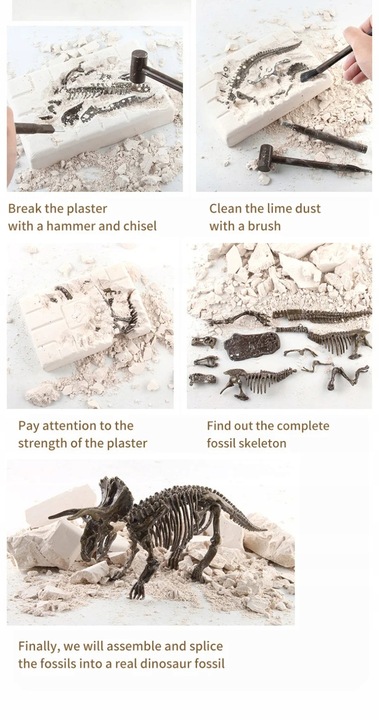 ZESTAW ARCHEOLOG WYKOPALISKA SKAMIELINY DINOZAUR SZKIELET T-REX + GRATIS