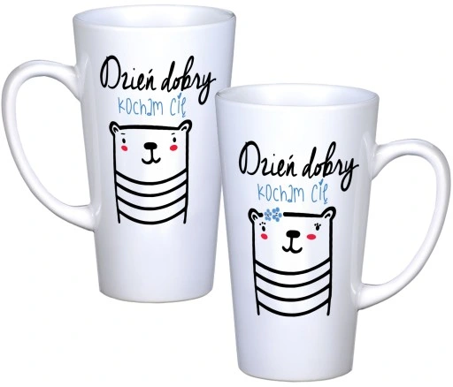 KOMPLET KUBKÓW LATTE DLA PAR PREZENT DUŻE 450ml PREZENT Z NADRUKIEM
