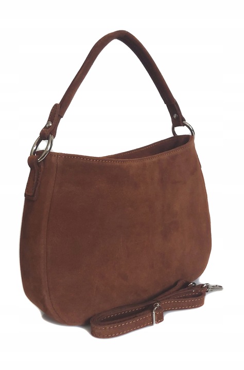 Włoska skórzana listonoszka Vera Pelle zamsz A5 Camel