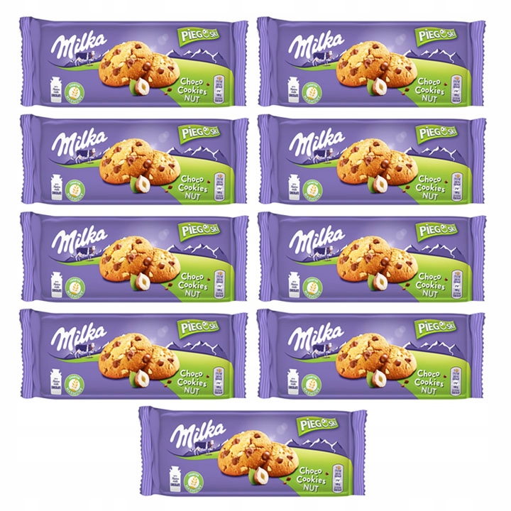 9x Milka Pieguski Choco Cookie Nut 135g