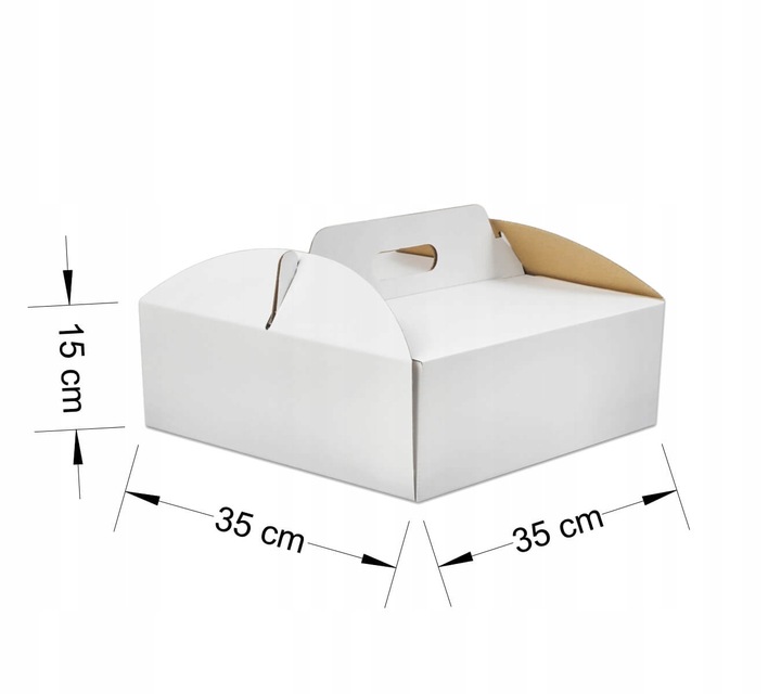 Karton pudełko na tort ciasto 35x35x15 cm BIAŁE opakowanie BARDZO MOCNE