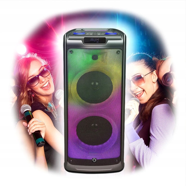 GŁOŚNIK BLUETOOTH PRZENOŚNY KARAOKE MANTA 100W USB