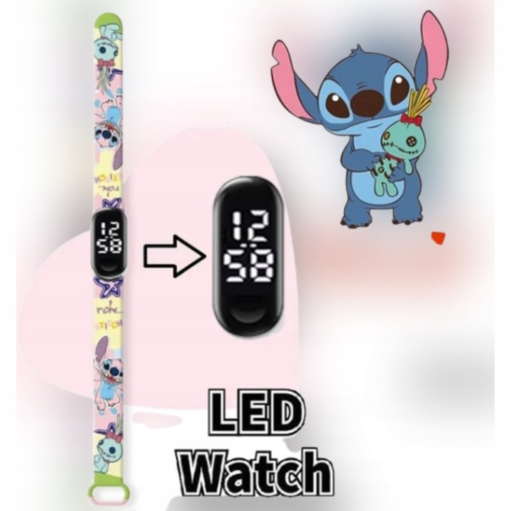 Zegarek cyfrowy LED Stich Różowy