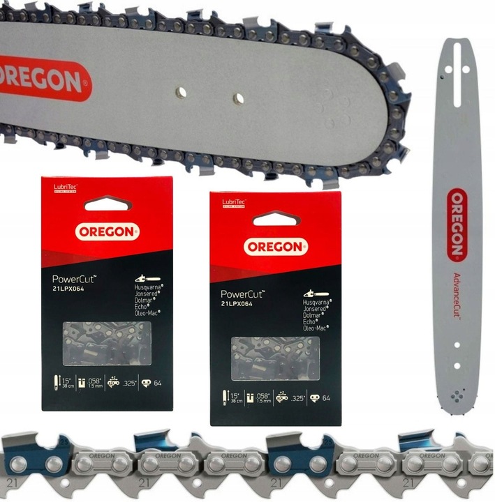 PROWADNICA OREGON K095 15 ,325 1,5MM 64OG DO HUSQVARNA MAKITA + 2X ŁAŃCUCH