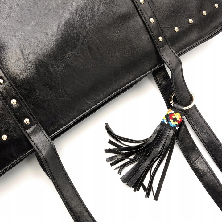 DUŻA TOREBKA TORBA DAMSKA NA RAMIĘ CZARNA MIEJSKA DO PRACY POJEMNA SHOPPER