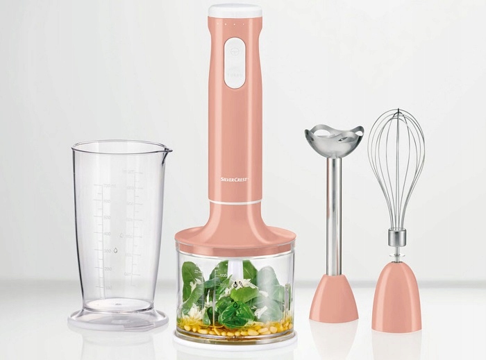 Blender ręczny SilverCrest SSMS 600 E3 rozdrabniacz mikser pojemnik różowy