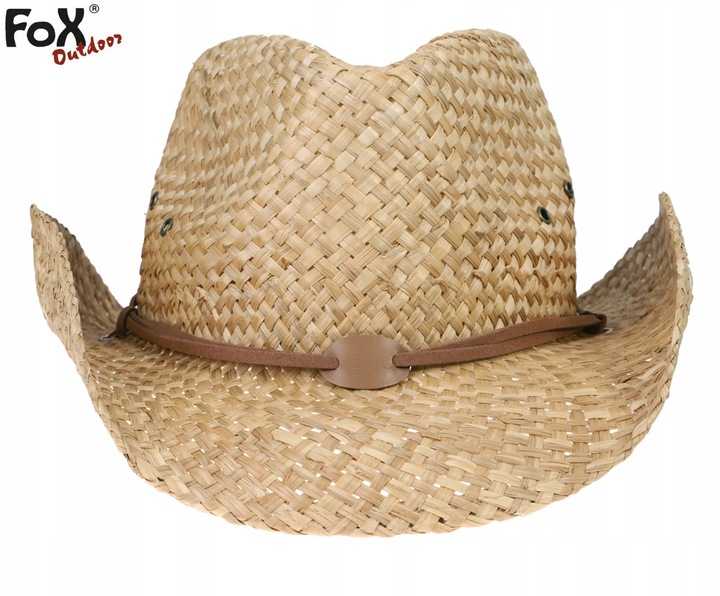 KAPELUSZ KOWBOJSKI SŁOMIANY SŁOMKOWY ze Sznurkiem MFH FOX OUTDOOR BROWN