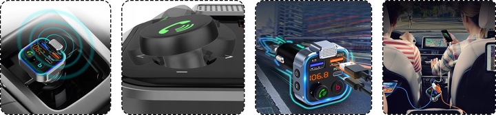 TRANSMITER FM BLUETOOTH SZYBKA ŁADOWARKA QC USB PD