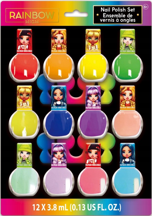 RAINBOW HIGH DUŻY ZESTAW 12 LAKIERÓW DO PAZNOKCI IDEALNY NA PREZENT +GRATIS