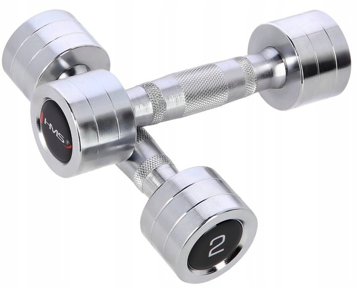 HMS Zestaw Hantle Hantelki Chromowane Do Ćwiczeń Treningu Siłowego 2x2 kg